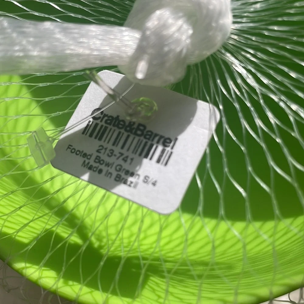 Crate & Barrel Ice Cream Bowls 2 Sets Retro Orange Green Footed 8 Pieces NEW HTF